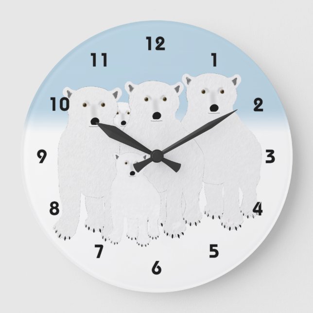 Redondo Grande Reloj de oso polar (Anverso)