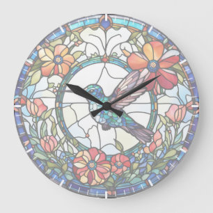 Redondo Grande Reloj de pájaro de vidrio templado (sin números)