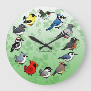 Redondo Grande Reloj de pájaro nuevo