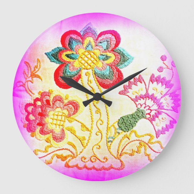 Redondo Grande reloj de palmera al estilo hippie (Anverso)