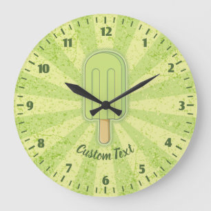 Redondo Grande Reloj de palo de helado de lima