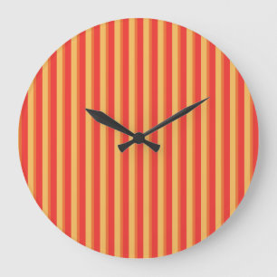 Redondo Grande Reloj de pared: franjas Naranja, roja y amarilla