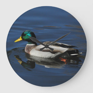 Redondo Grande Reloj de pared, pato mallard