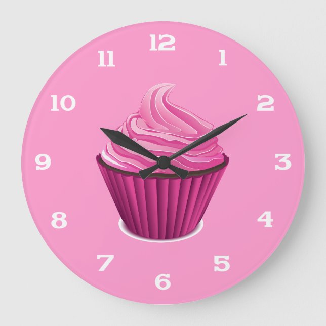 Redondo Grande Reloj de pastel rosa (Anverso)