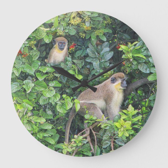 Redondo Grande Reloj de Paul McGehee "Monkeying Around" (Anverso)