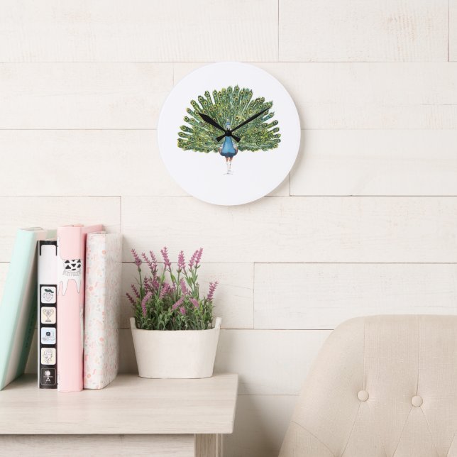 Redondo Grande Reloj de pavo real (Sala de lectura)