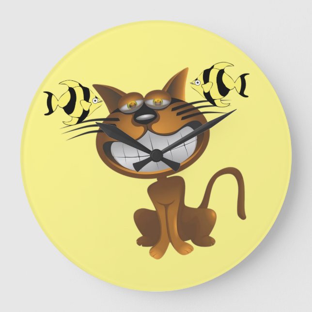 Redondo Grande Reloj de peces (Anverso)