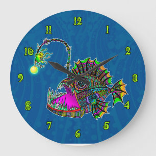 Redondo Grande Reloj de peces de ángulo eléctrico