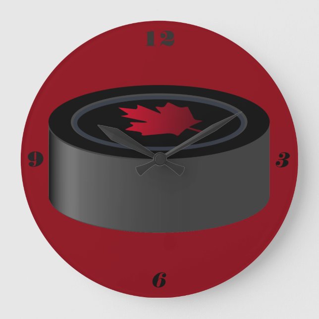 Redondo Grande Reloj de pelota de hockey (Anverso)