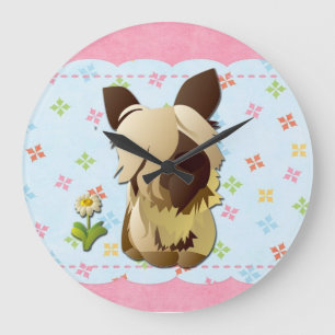 Redondo Grande Reloj de perro de dibujos animados