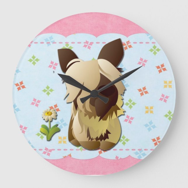 Redondo Grande Reloj de perro de dibujos animados (Anverso)