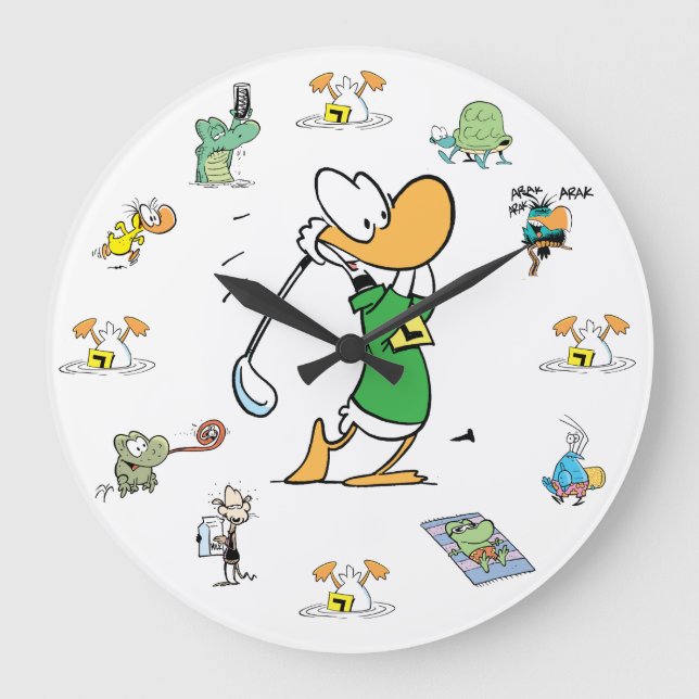 Redondo Grande Reloj de personajes de golf Ding Duck (Anverso)