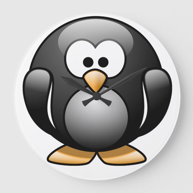 Redondo Grande Reloj de pingüino (Anverso)