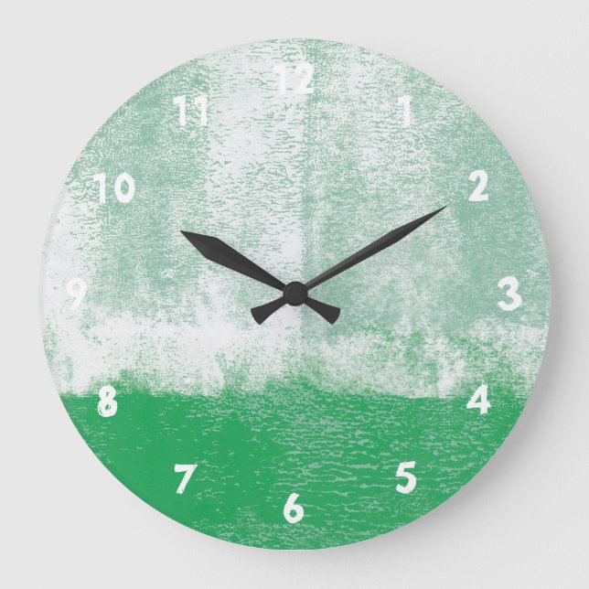Redondo Grande Reloj de pintura rodada verde (Anverso)