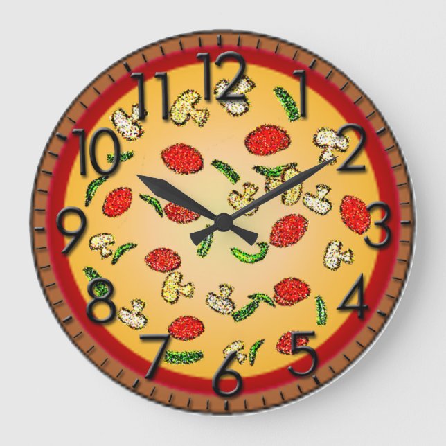 Redondo Grande Reloj de Pizza (Anverso)