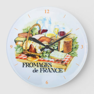 Redondo Grande Reloj de Pizza. Quesos De Francia