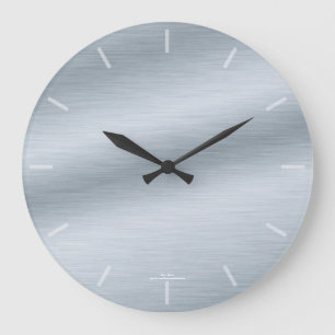 Redondo Grande Reloj de plata cepillado elegante de la mirada