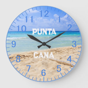 Redondo Grande Reloj de playa de arena azul personalizado