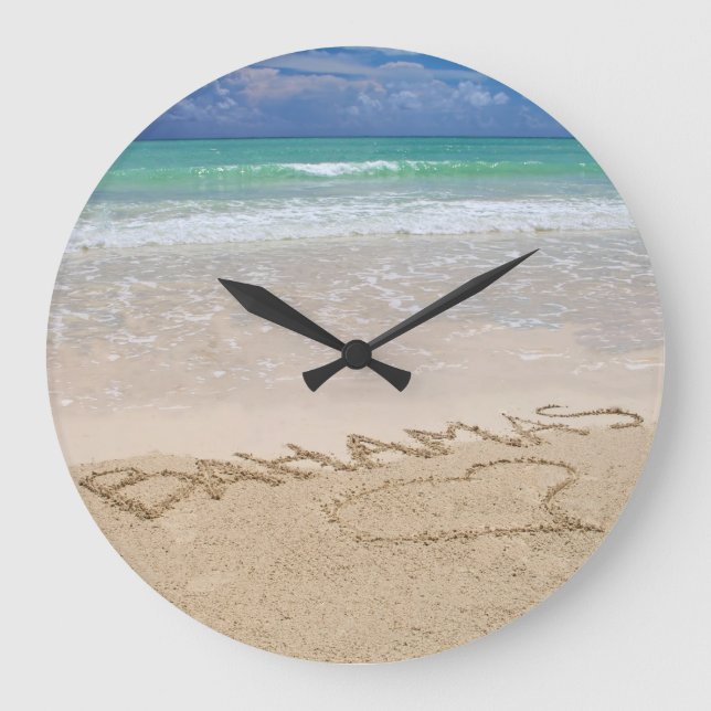 Redondo Grande Reloj de playa tropical (Anverso)