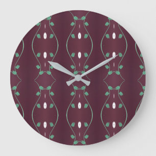 Redondo Grande Reloj De Pluma Elegante Con Verde Y Blanco