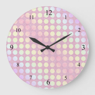 Redondo Grande Reloj de polkadots rosados