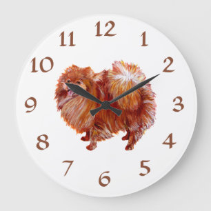 Redondo Grande Reloj de Pomeranian