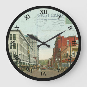 Redondo Grande Reloj de postales de Steubenville Ohio - Market St