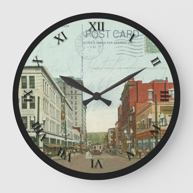 Redondo Grande Reloj de postales de Steubenville Ohio - Mercado S (Anverso)