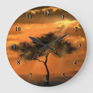 Redondo Grande Reloj de puesta de sol de árbol
