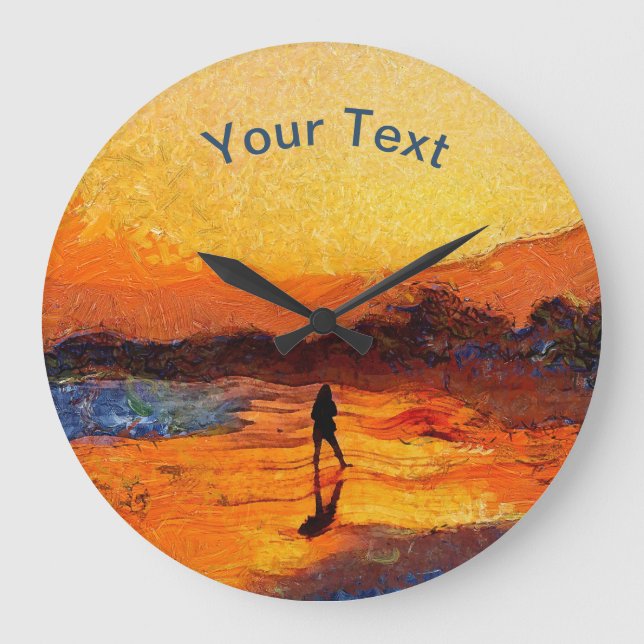 Redondo Grande Reloj de puesta de sol en la playa del personaliza (Anverso)