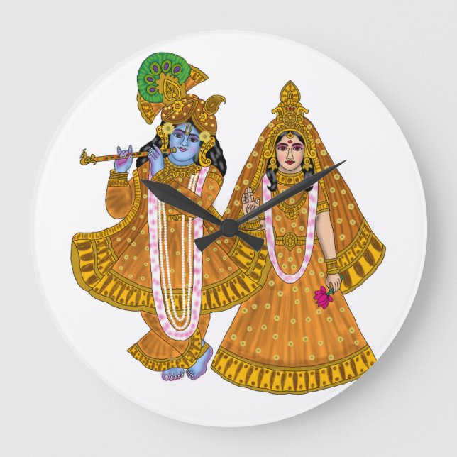 Redondo Grande Reloj de Radha Krishna (Anverso)