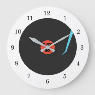 Redondo Grande Reloj de récords gramófono - Baile Disco de 80'