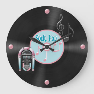 Redondo Grande Reloj de récords retro caprichoso