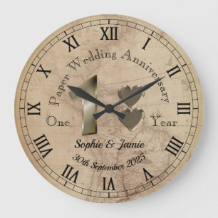 Redondo Grande Reloj de regalo de aniversario de boda personaliza