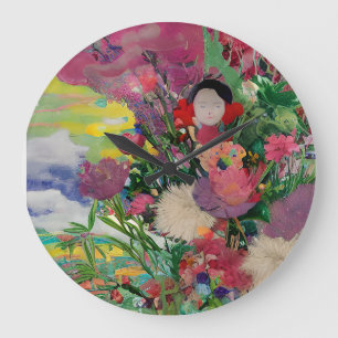 Redondo Grande Reloj de regalo de arte floral artístico artístico