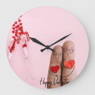 Redondo Grande Reloj de Relieve metalizado de San Valentín