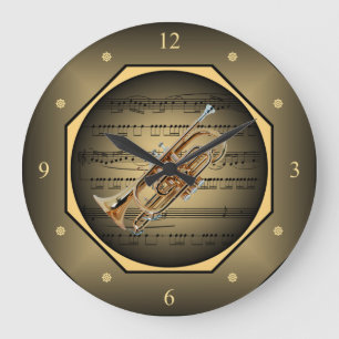 Redondo Grande Reloj de reloj ~ Cuentagotas ~ Hoja de música ~ Ún