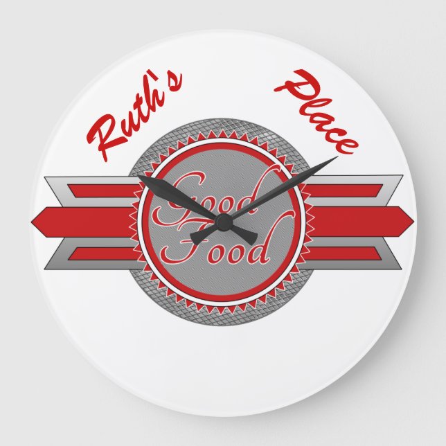 Redondo Grande Reloj de restauración estilo retro de buena comida (Anverso)
