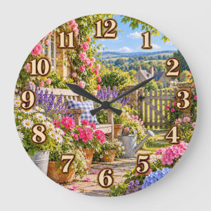 Redondo Grande Reloj de retiro de jardín de cabaña inglesa