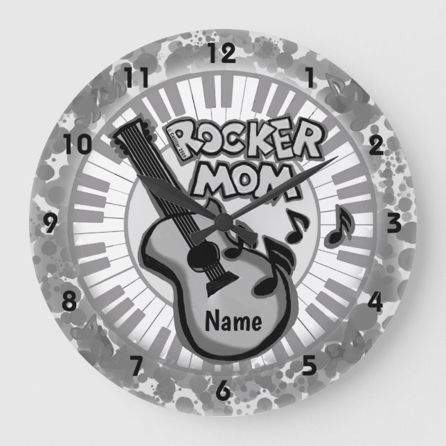 Redondo Grande Reloj de Rocker Mom (Anverso)