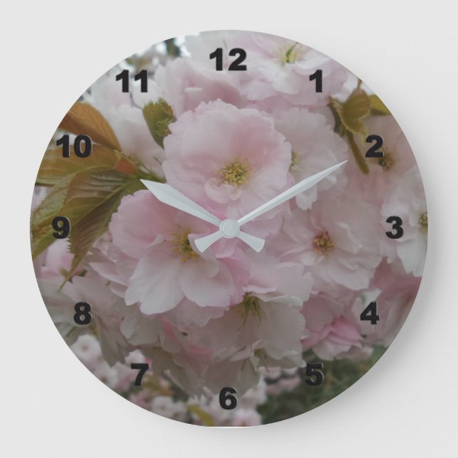 Redondo Grande Reloj de rosado de primavera (Anverso)