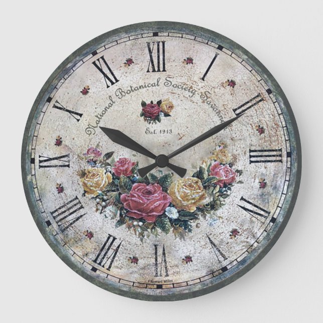 Redondo Grande Reloj de Rosas de época (Anverso)