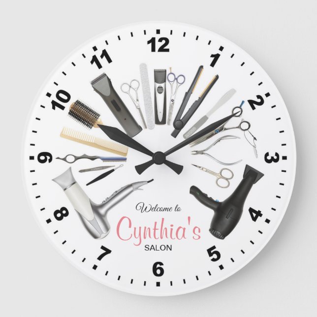 Redondo Grande Reloj de salón de pelo personalizado (Anverso)