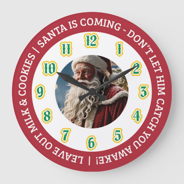Redondo Grande Reloj de Santa la Noche de Navidad (Anverso)