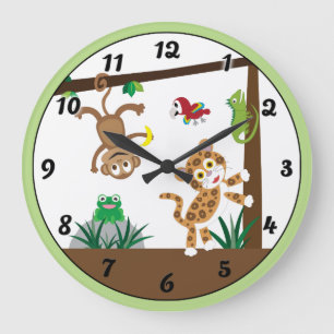 Redondo Grande Reloj de selva tropical