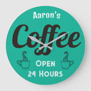Redondo Grande Reloj de señal de cafetería personalizado