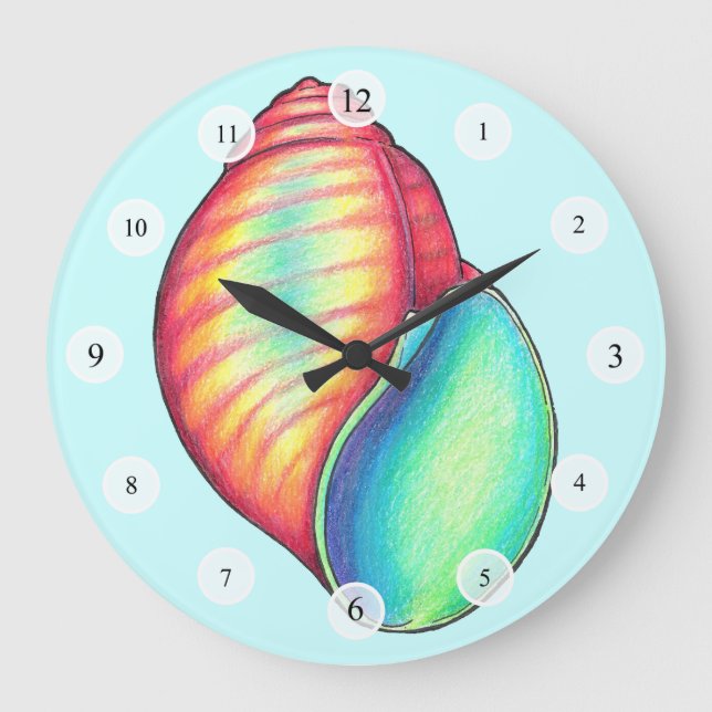 Redondo Grande Reloj de shell colorido (Anverso)