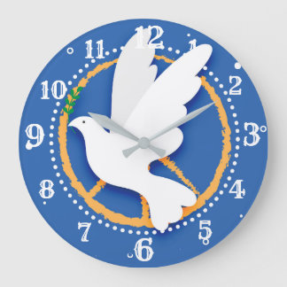 Redondo Grande Reloj de signos de paz de la paloma de paz
