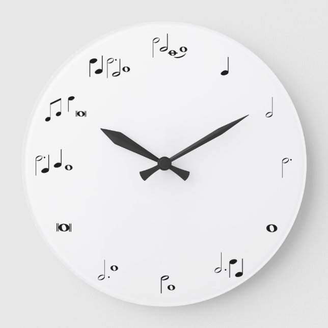 Redondo Grande Reloj de sincronización musical - blanco y negro (Anverso)