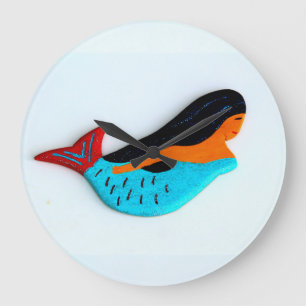 Redondo Grande reloj de sirena azul